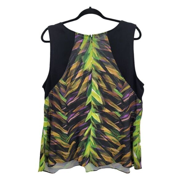 Lane Bryant Top Womens 20 Sleeveless Scoop Edgy Abstract Botanical Camo Black - Picture 3 of 10